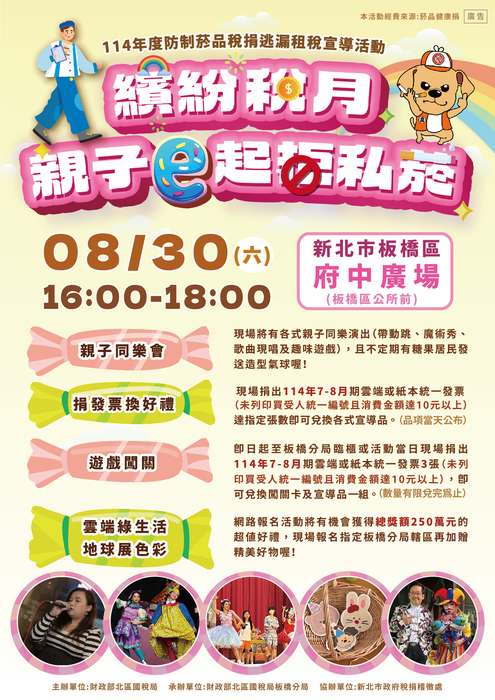 【函轉】財政部北區國稅局板橋分局 「繽紛稅月 親子e起拒私菸」租稅宣導活動圖片